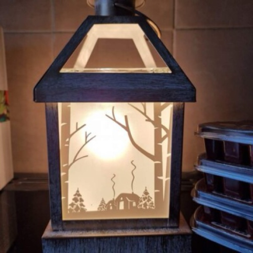 Rustic Black Lantern with Winter Scene Scentsy Warmer